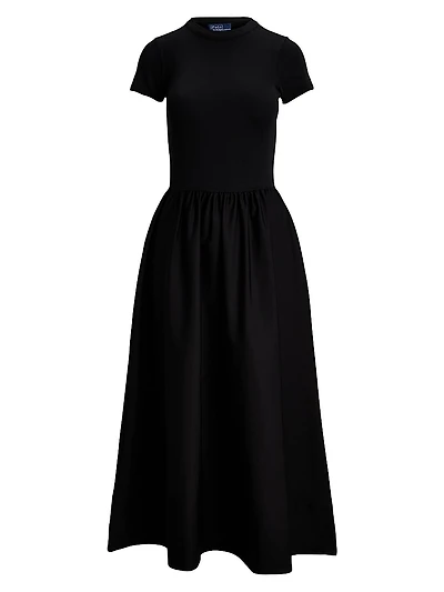 Poplin Crewneck Midi-Dress