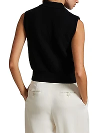 Cropped Sleeveless Polo Sweater