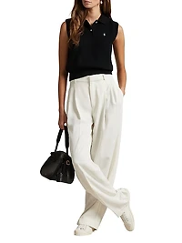 Cropped Sleeveless Polo Sweater