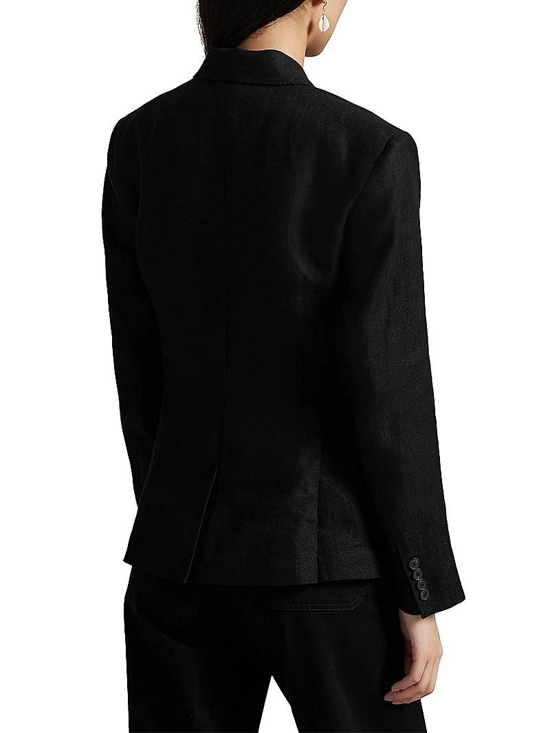 Slim-Fit Linen Double-Breasted Blazer