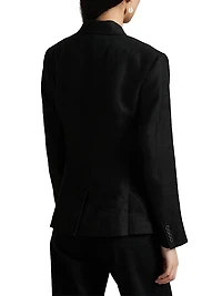 Slim-Fit Linen Double-Breasted Blazer