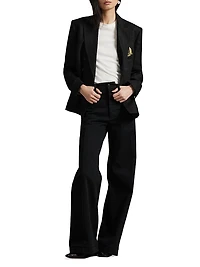 Slim-Fit Linen Double-Breasted Blazer