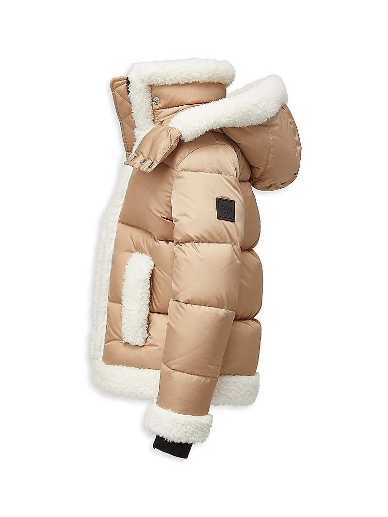 Little Girl's & Carmen Sherpa-Trim Down Puffer Jacket