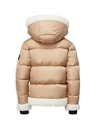 Little Girl's & Carmen Sherpa-Trim Down Puffer Jacket