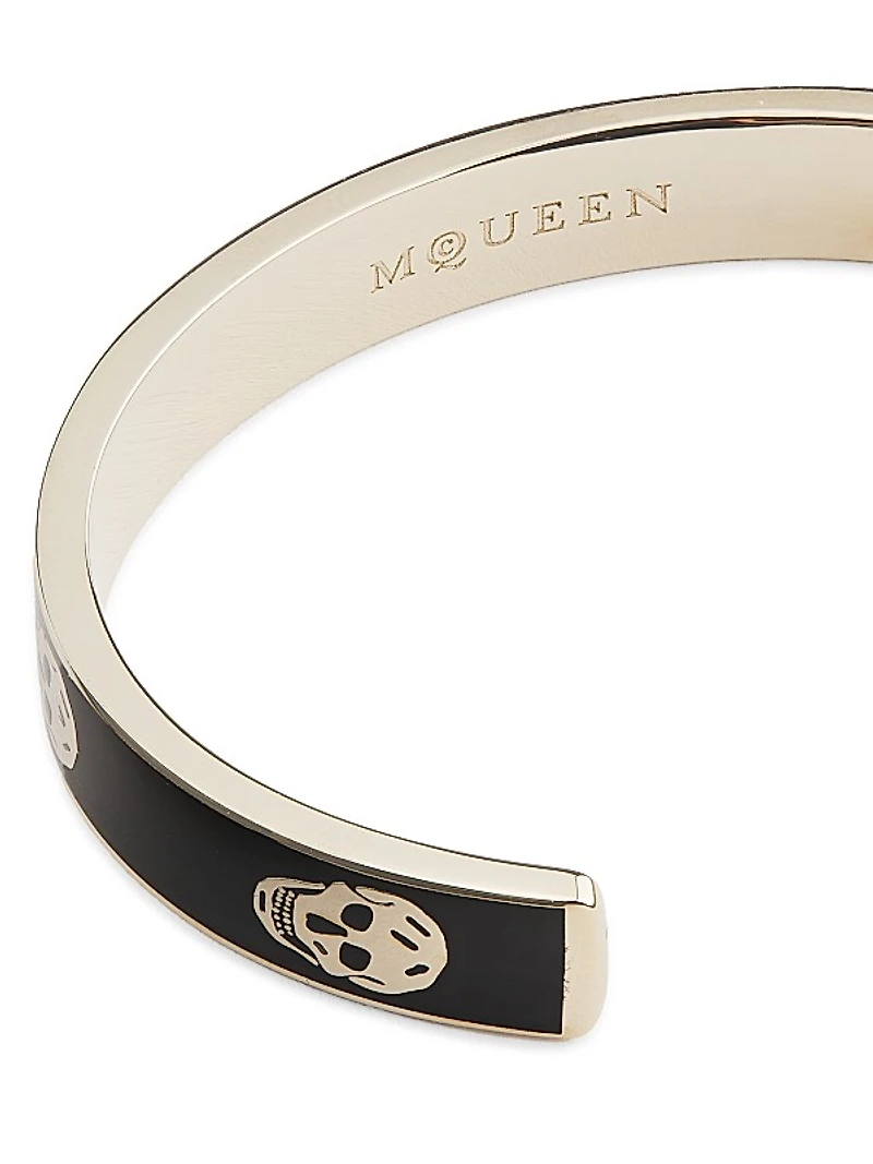 Goldtone & Enamel Skull Cuff