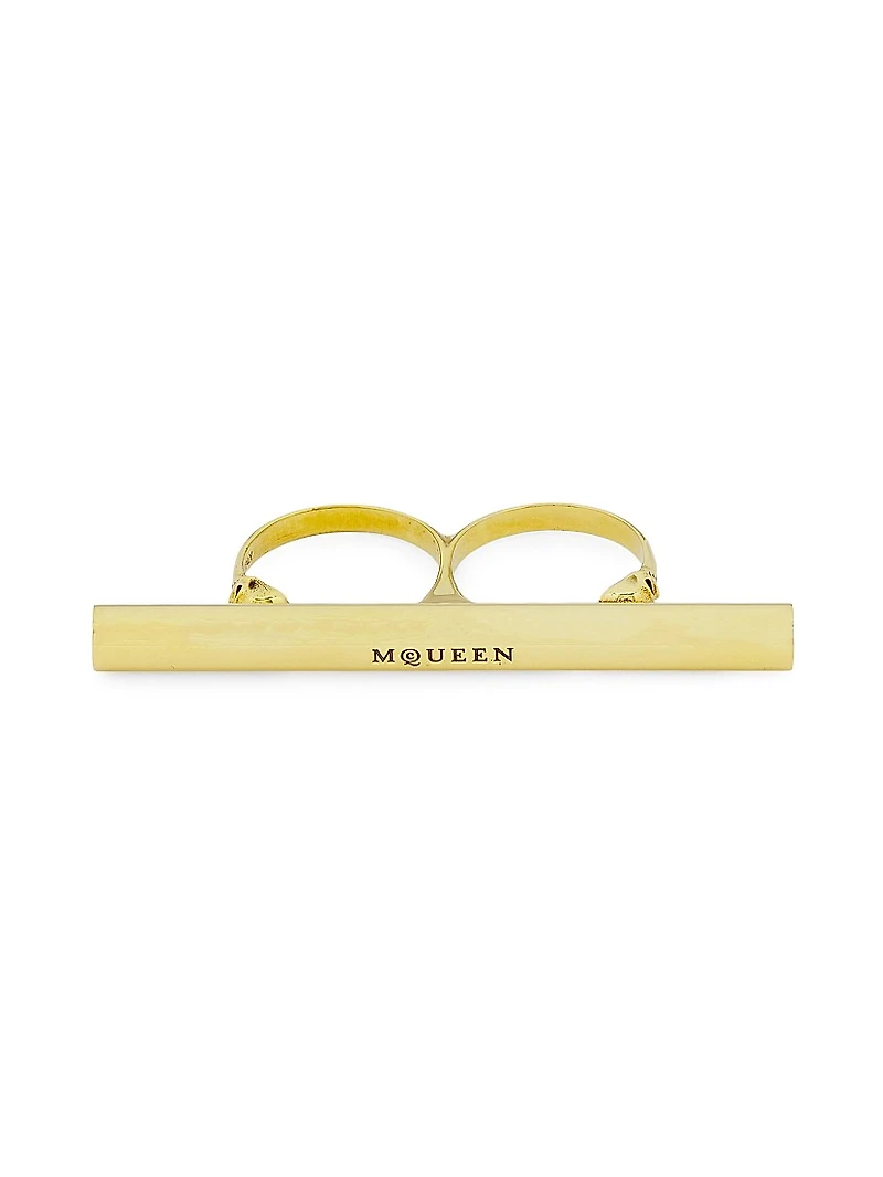 Goldtone Logo-Engraved T-Bar Ring