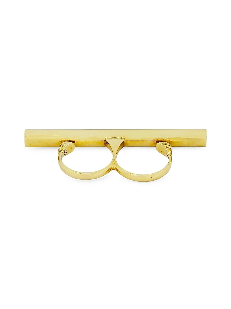 Goldtone Logo-Engraved T-Bar Ring
