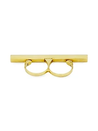 Goldtone Logo-Engraved T-Bar Ring