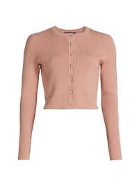 Zoe Rib-Knit Crop Cardigan