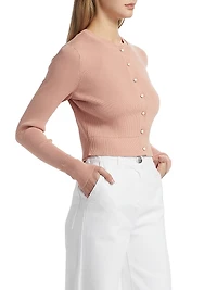 Zoe Rib-Knit Crop Cardigan