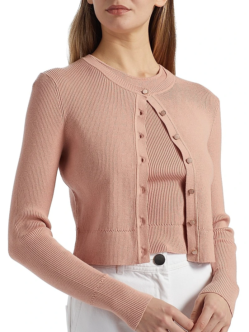Zoe Rib-Knit Crop Cardigan
