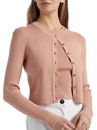 Zoe Rib-Knit Crop Cardigan