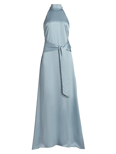 Jocelyn Satin Tie-Front Maxi Dress