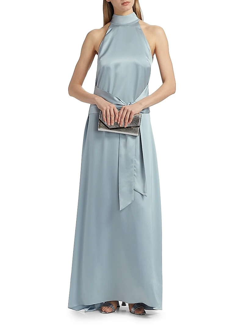 Jocelyn Satin Tie-Front Maxi Dress