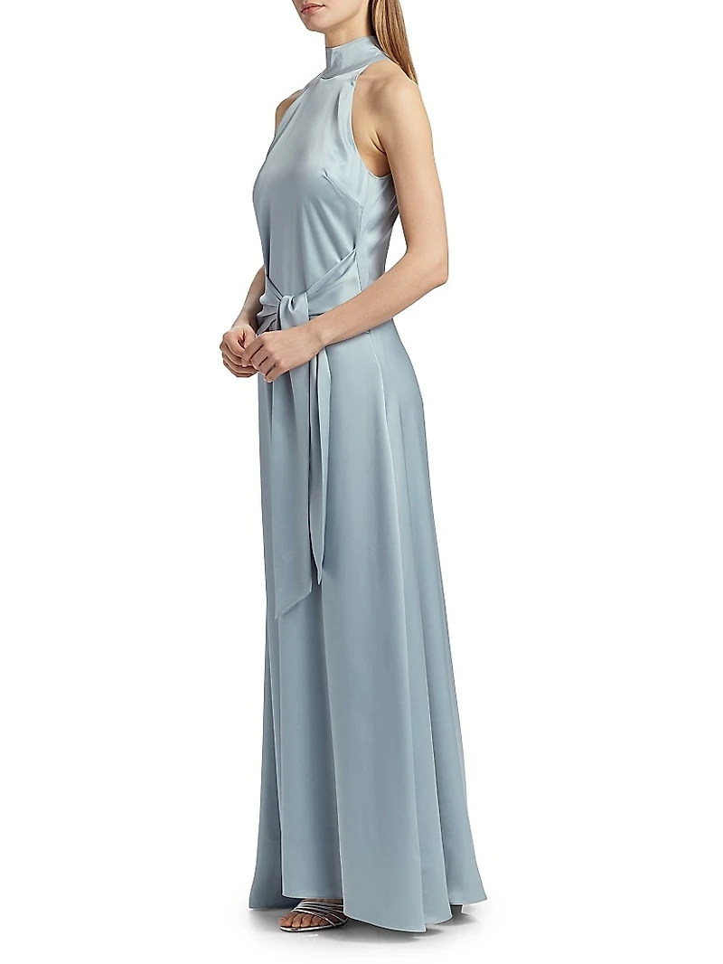 Jocelyn Satin Tie-Front Maxi Dress