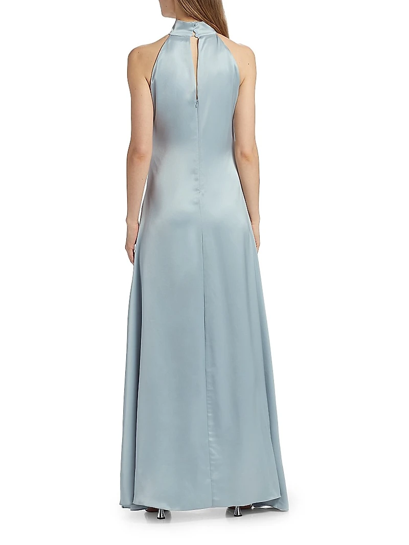 Jocelyn Satin Tie-Front Maxi Dress