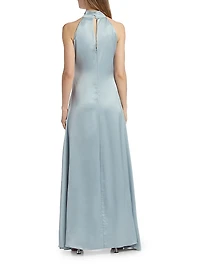 Jocelyn Satin Tie-Front Maxi Dress