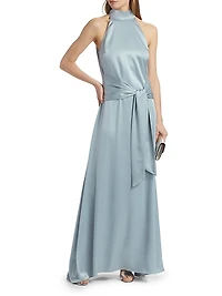 Jocelyn Satin Tie-Front Maxi Dress