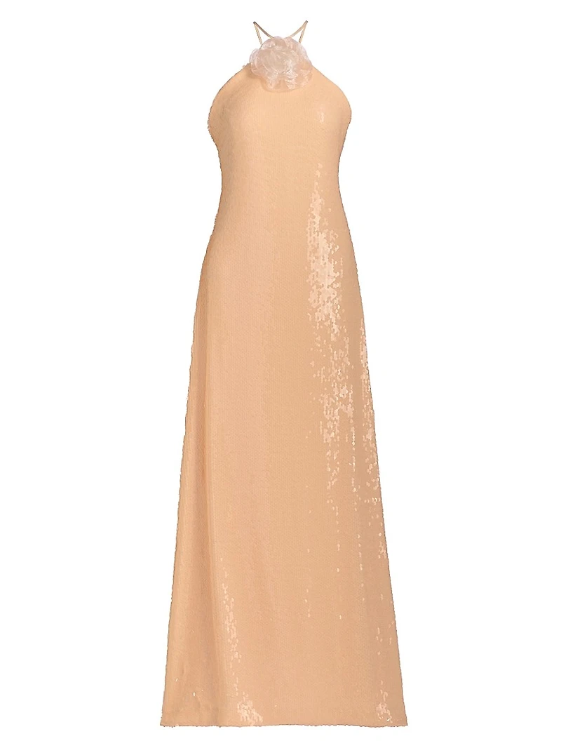 Monica Sequined Halter Gown