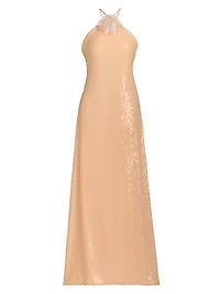 Monica Sequined Halter Gown