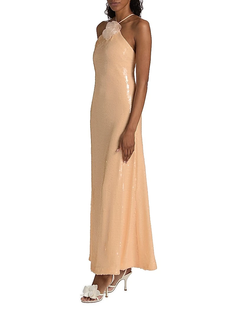 Monica Sequined Halter Gown