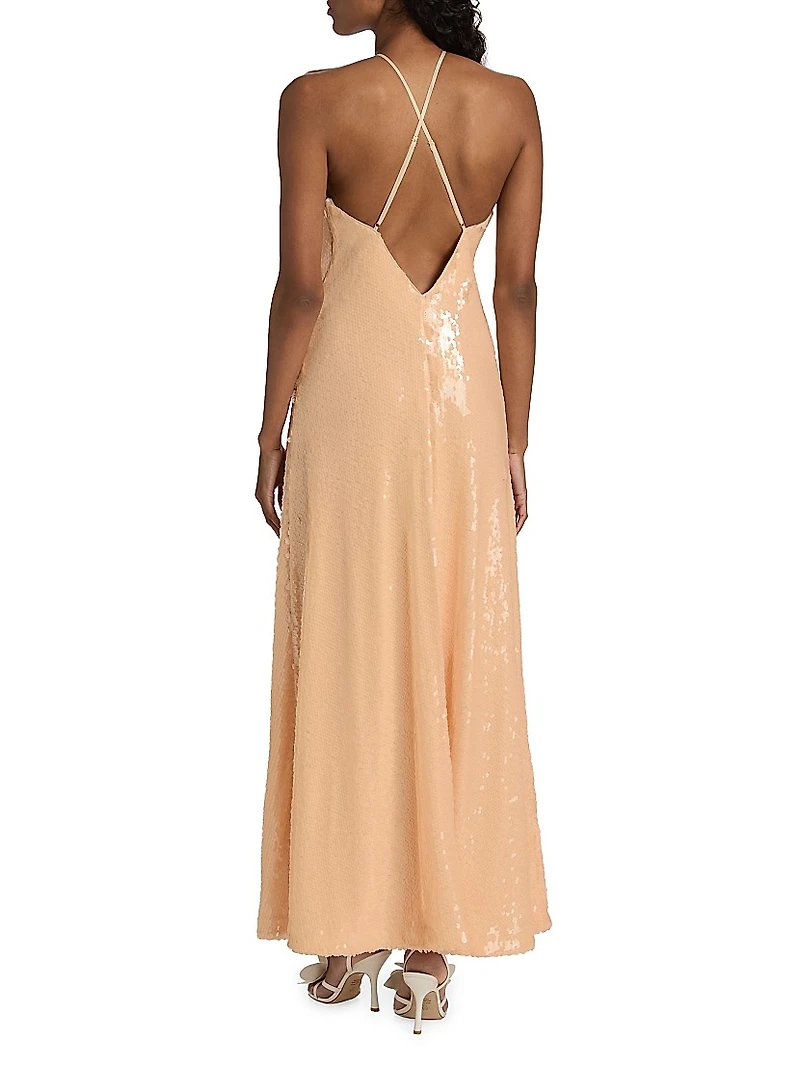 Monica Sequined Halter Gown