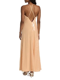 Monica Sequined Halter Gown