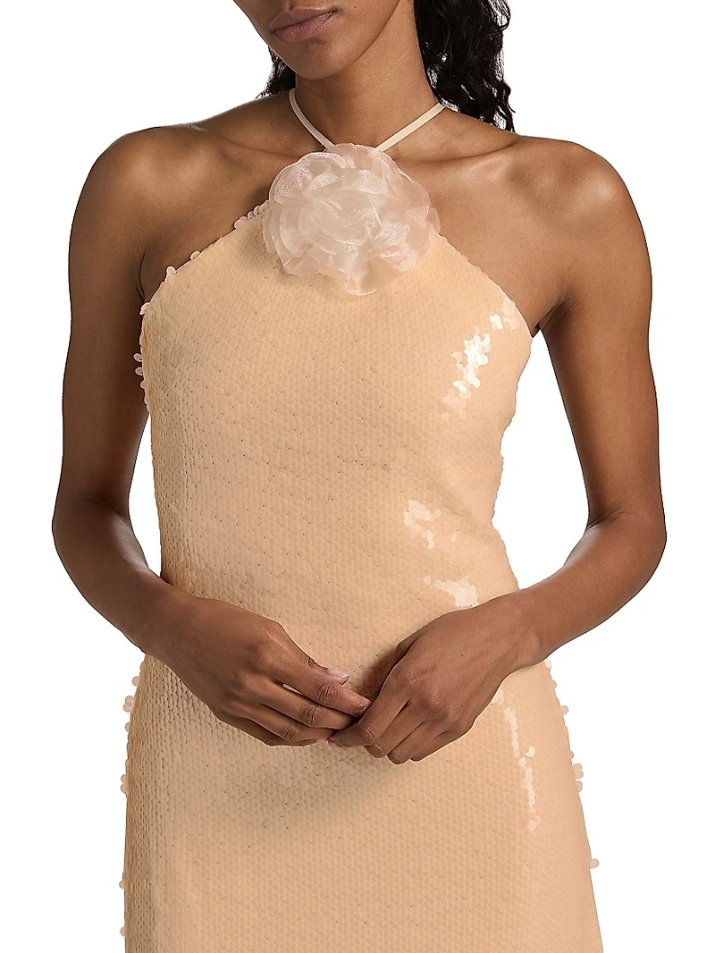 Monica Sequined Halter Gown