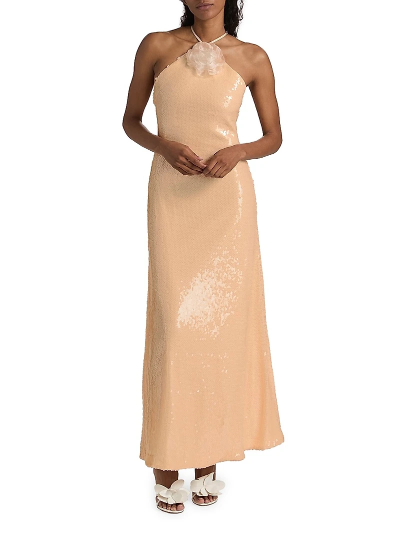 Monica Sequined Halter Gown