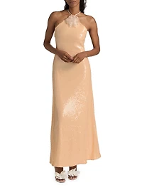 Monica Sequined Halter Gown