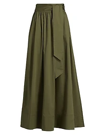 Sabine Stretch-Cotton Tie-Waist Maxi Skirt