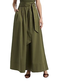Sabine Stretch-Cotton Tie-Waist Maxi Skirt