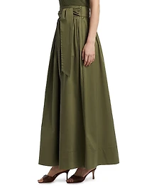 Sabine Stretch-Cotton Tie-Waist Maxi Skirt