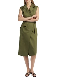 Silvia Stretch-Cotton Wrap Midi-Dress