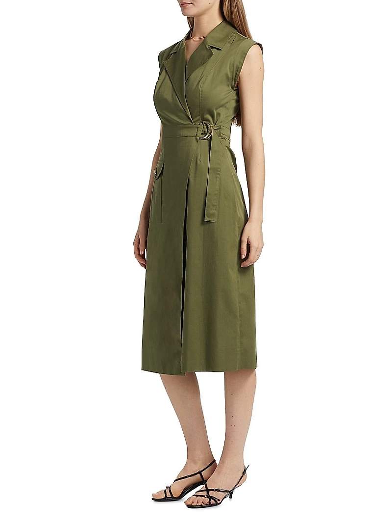 Silvia Stretch-Cotton Wrap Midi-Dress
