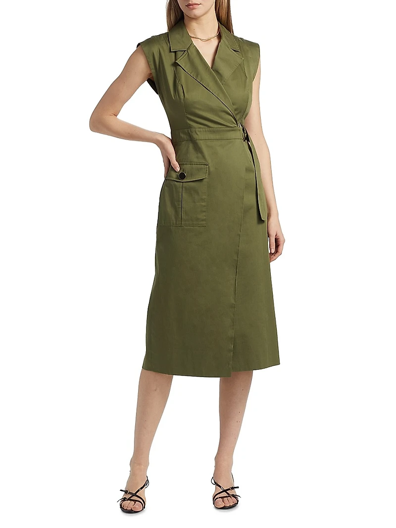 Silvia Stretch-Cotton Wrap Midi-Dress