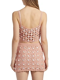 Andrea Faux-Pearl-Embellished Cotton Tank
