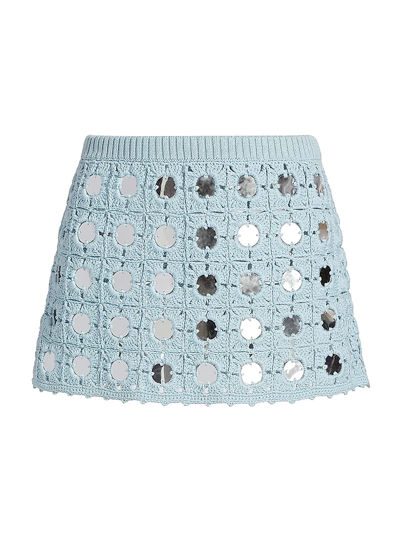 Kendra Mirror Cotton Crochet Miniskirt