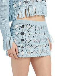 Kendra Mirror Cotton Crochet Miniskirt