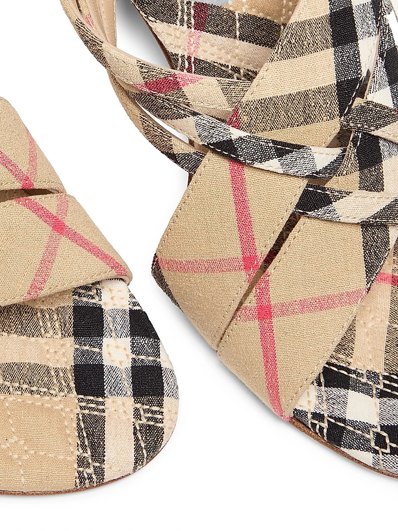 Sloane 90MM Check Woven Sandals