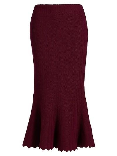 Mie Rib-Knit Cotton Midi-Skirt