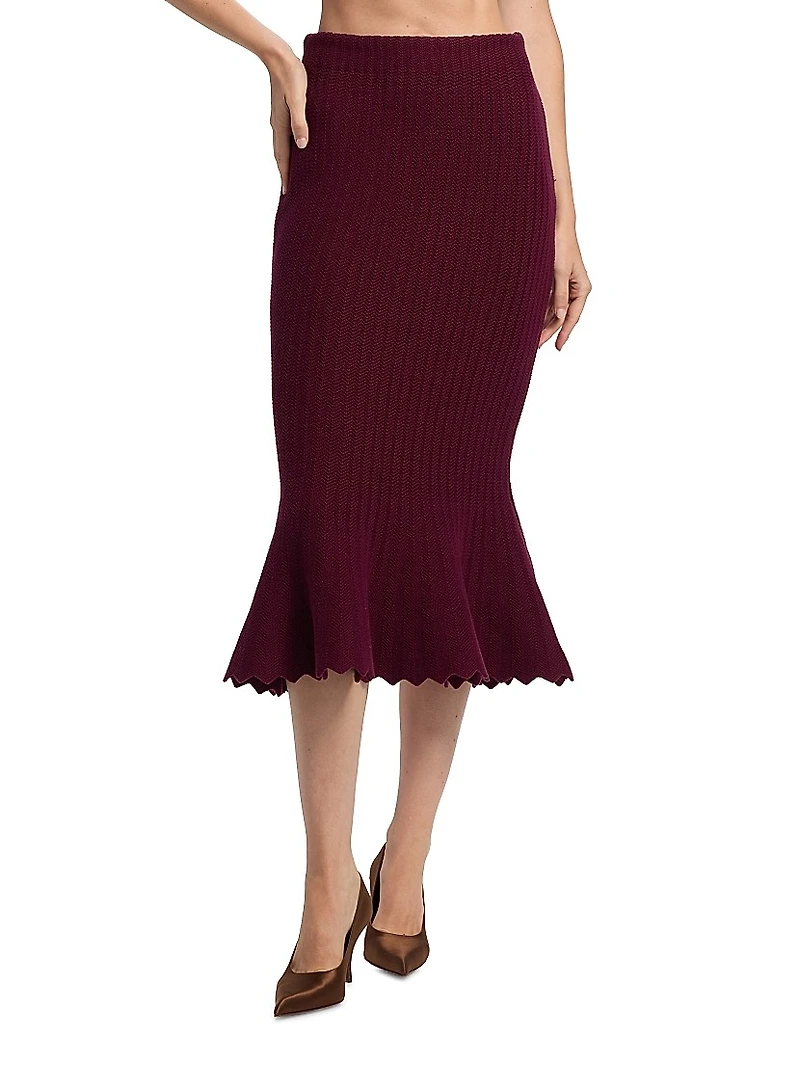 Mie Rib-Knit Cotton Midi-Skirt
