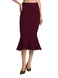 Mie Rib-Knit Cotton Midi-Skirt