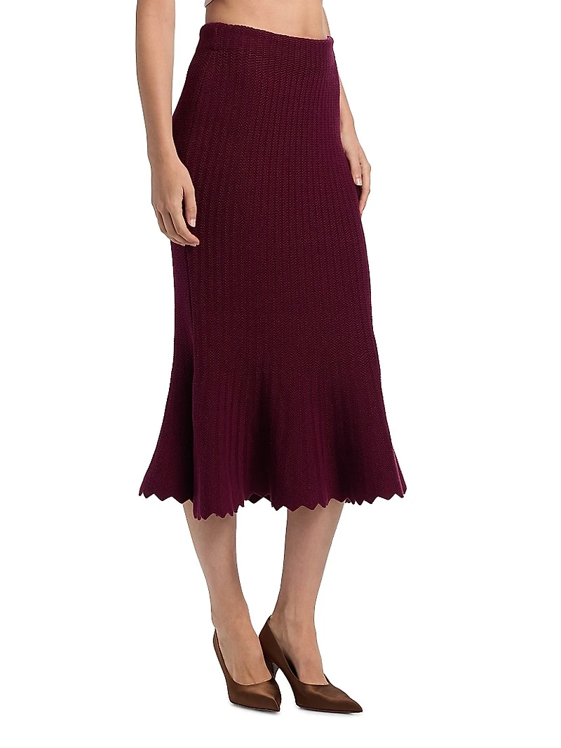 Mie Rib-Knit Cotton Midi-Skirt