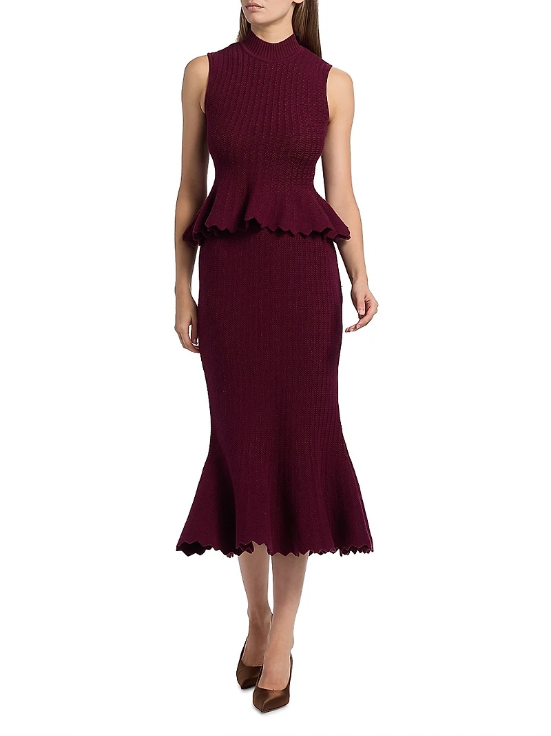 Mie Rib-Knit Cotton Midi-Skirt
