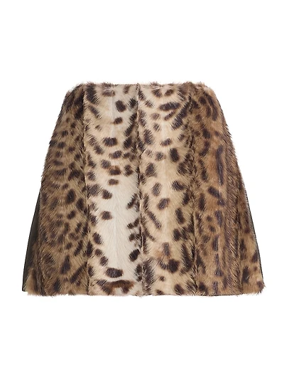 Lis Faux Fur Lynx Miniskirt