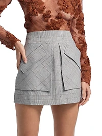 Cherry Plaid Woven Miniskirt