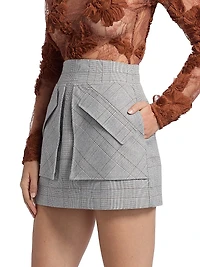 Cherry Plaid Woven Miniskirt