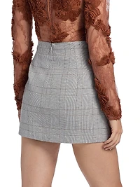 Cherry Plaid Woven Miniskirt