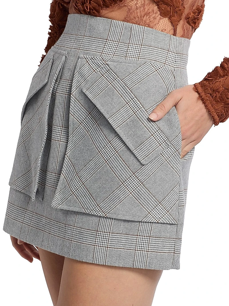 Cherry Plaid Woven Miniskirt